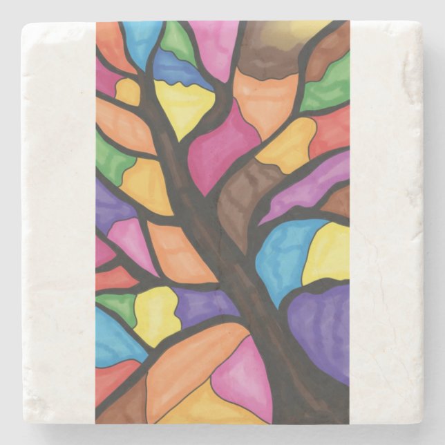 Stain glass tree art  stenunderlägg (Framsidan)