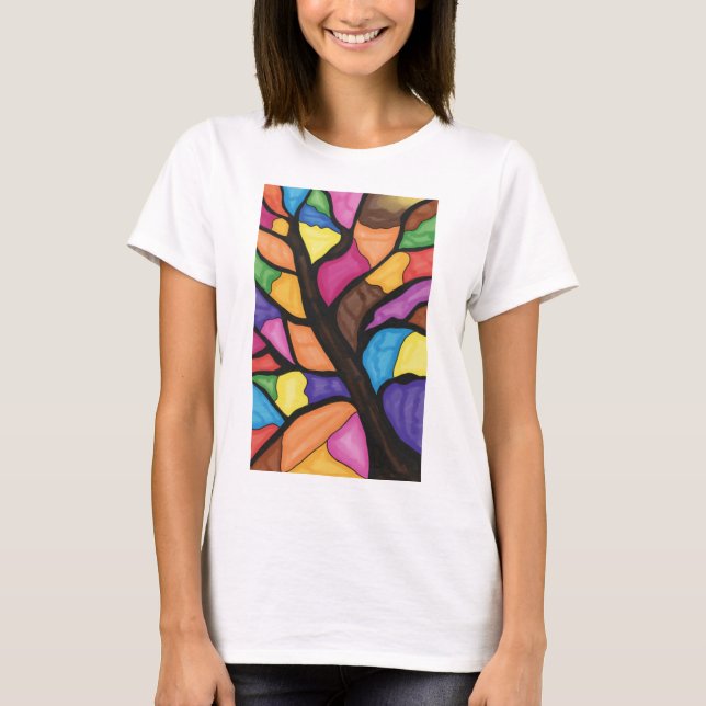 Stain glass tree art  t shirt (Framsida)