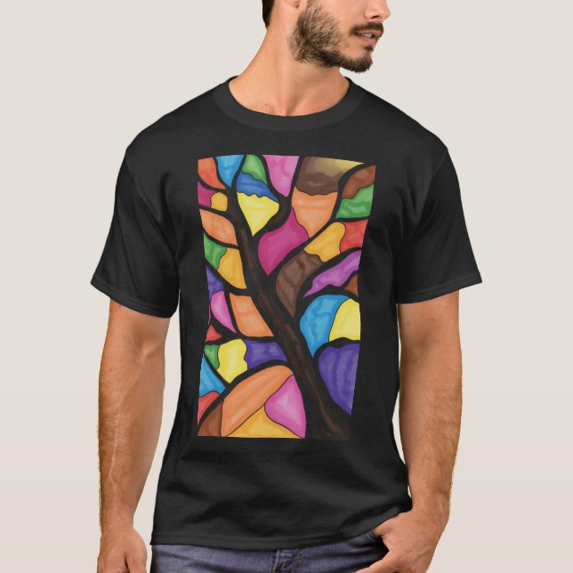 Stain glass tree art  t shirt (Framsida)