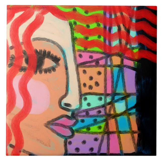 Stained Glass Abstract Digital Painting Kakelplatta (Framsidan)