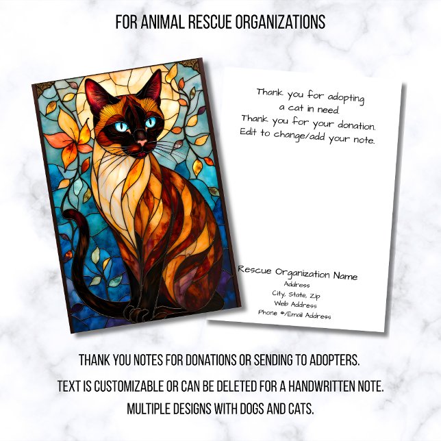 Stained Glass Animal Rescue Organization Cat Tack Kort (Skapare uppladdad)