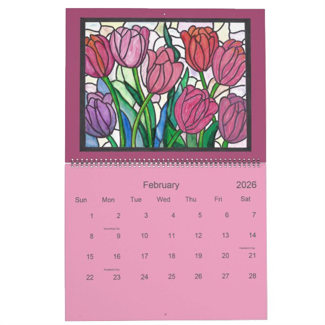 Stained Glass Art Calendar Kalender (Feb 2026)