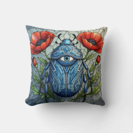 Stained Glass Beetle Eye Poppies Unique Bug Insect Kudde