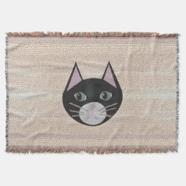 Stained Glass Black Cat, Beige Filt