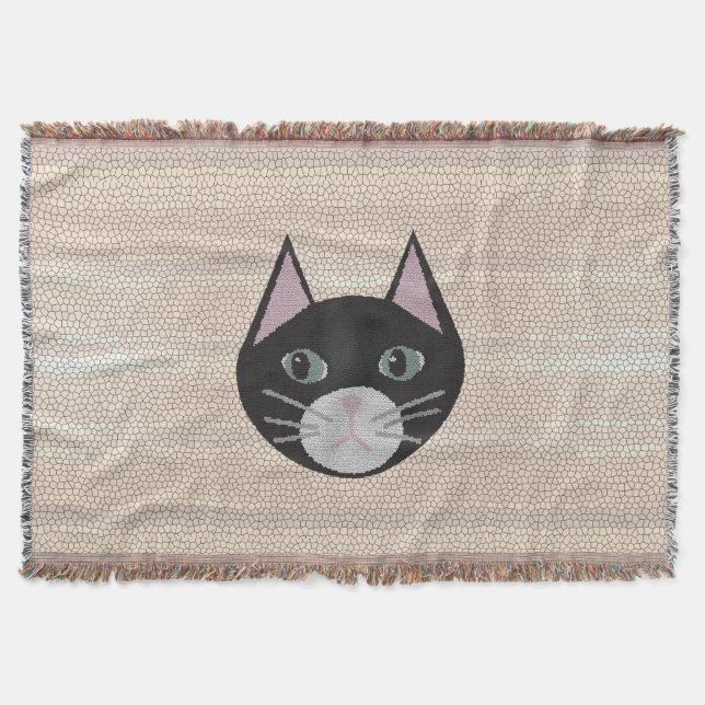 Stained Glass Black Cat, Beige Filt (Framsidan)
