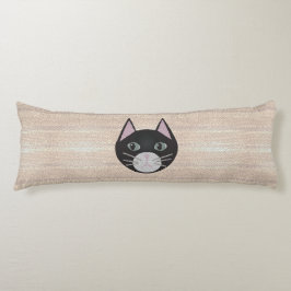 Stained Glass Black Cat, Beige Kroppskudde