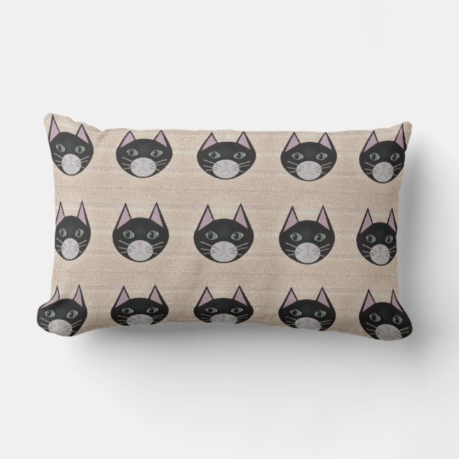 Stained Glass Black Cat, Beige Lumbarkudde (Framsida)