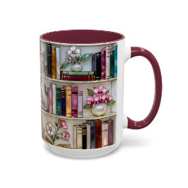 Stained Glass Bookshelf Mug | Book Lover Gift Mugg