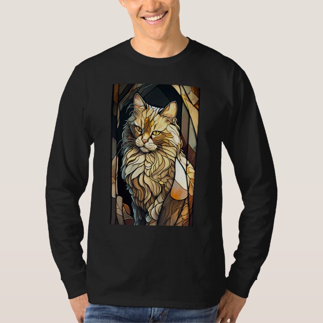 Stained Glass Buff Cat T Shirt (Framsida)