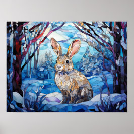 Stained Glass Bunny Poster