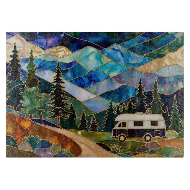 Stained Glass Camper Mountain Landscape (Framsidan)