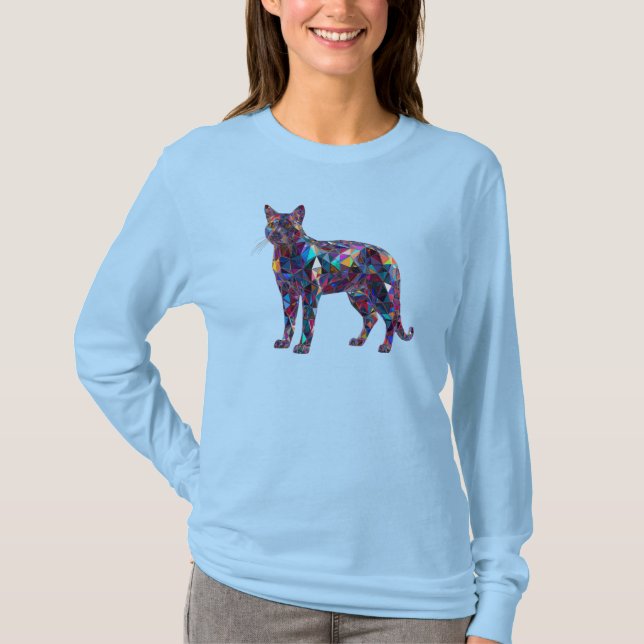 Stained Glass Cat T-Shirt (Framsida)