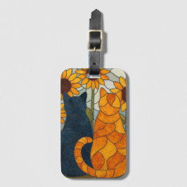 Stained Glass Cats and Sunflowers Art Design Bagagebricka
