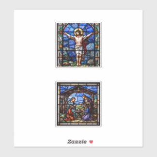 Stained Glass Christian Art Set – Crucifixion & Na Klistermärken