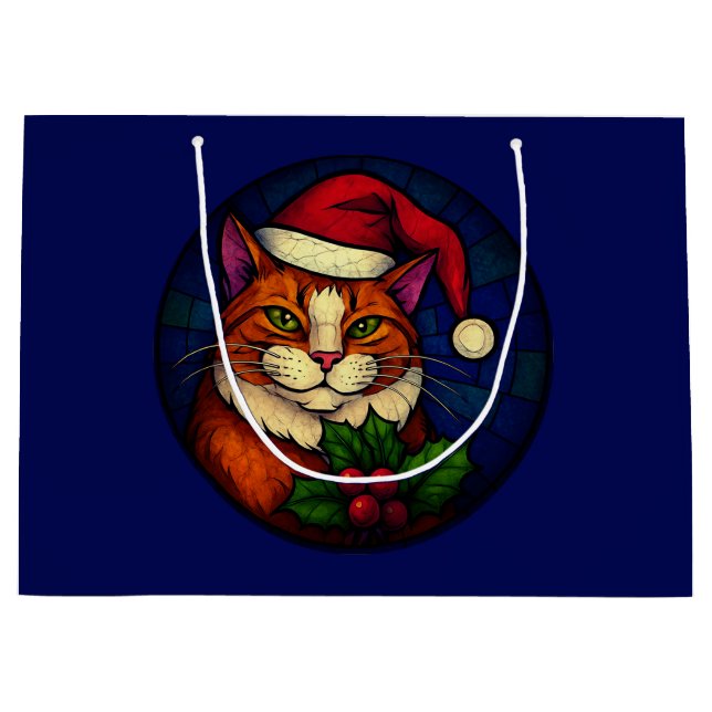 Stained-Glass Christmas Orange Tabby Cat (Framsidan)