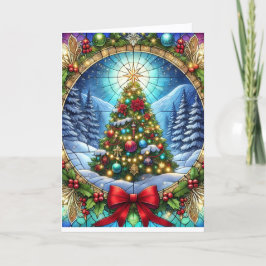 Stained Glass Christmas Tree Helgkort