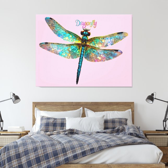 Stained Glass Colorful Dragonfly Canvastryck (Insitu (sovrum))
