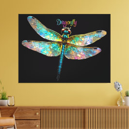 Stained Glass Colorful Dragonfly Canvastryck