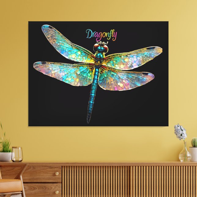 Stained Glass Colorful Dragonfly Canvastryck (Insitu (Vardagsrum))