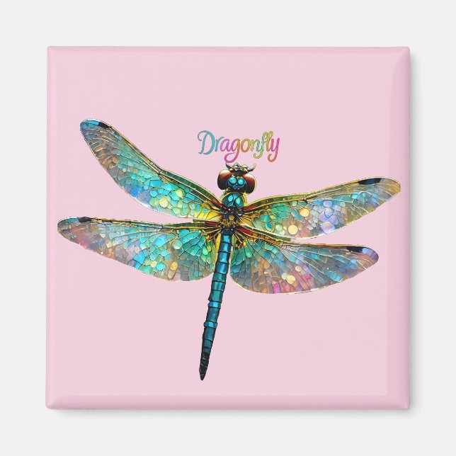 Stained Glass Colorful Dragonfly Magnet (Framsidan)