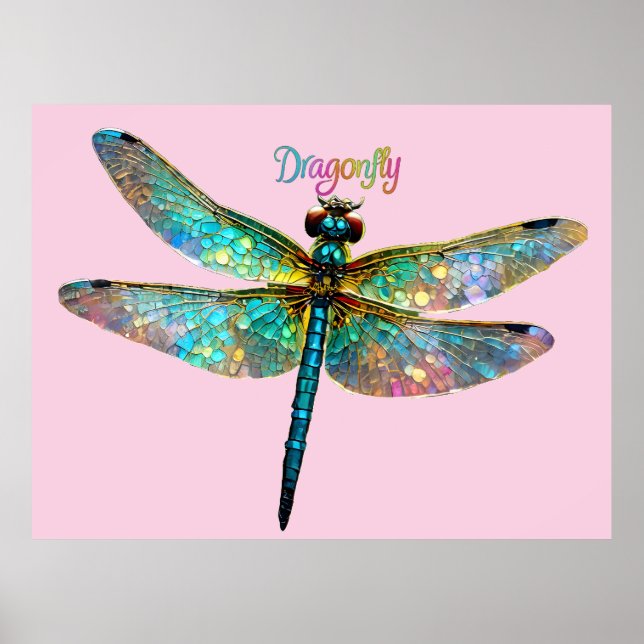 Stained Glass Colorful Dragonfly Poster (Framsidan)