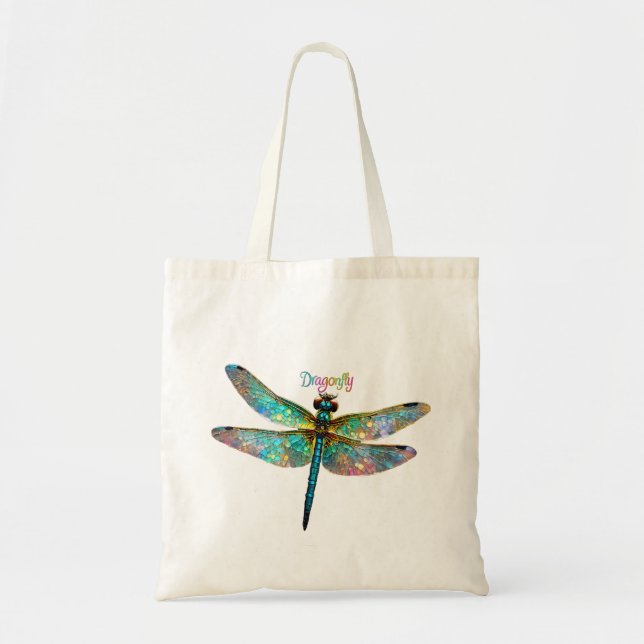 Stained Glass Colorful Dragonfly Tygkasse (Framsidan)