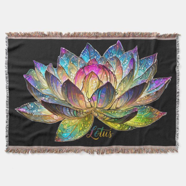 Stained Glass Colorful Lotus Flower on Black Filt (Framsidan)