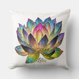 Stained Glass Colorful Lotus Flower on White Kudde