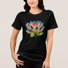 Stained Glass Colorful Lotus Flower T Shirt