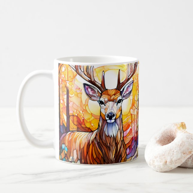 Stained Glass Deer Kaffemugg (Med munk)