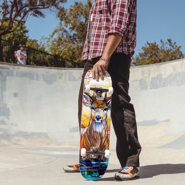 Stained Glass Deer Mini Skateboard Bräda 18,5 Cm (Utomhus 2)