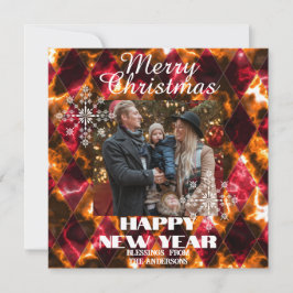 Stained Glass Dimma  Foto Röd Guld Julkort