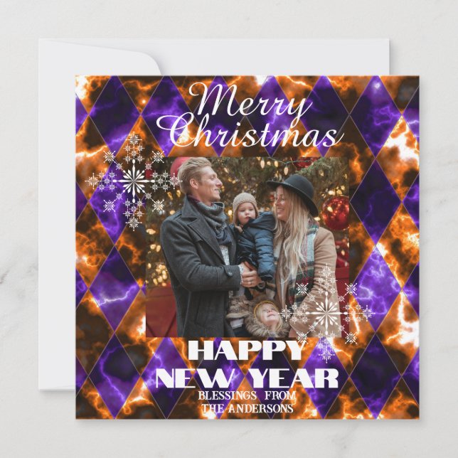 Stained Glass Dimmig  Foto Lila Guld Julkort (Framsida)