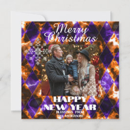 Stained Glass Dimmig  Foto Lila Guld Julkort