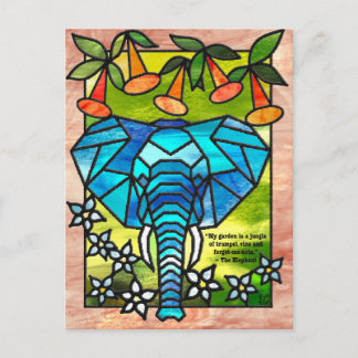 Stained Glass Elephant Postcards Helg Vykort