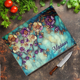 Stained glass floral blue purple