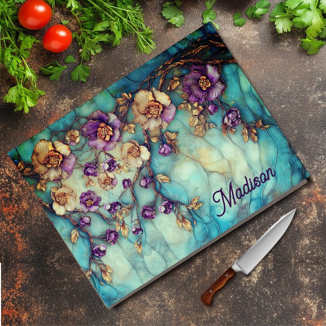 Stained glass floral blue purple (Skapare uppladdad)