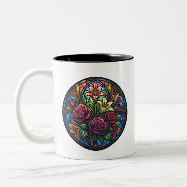 Stained Glass Floral Mug Två-Tonad Mugg (Vänster)