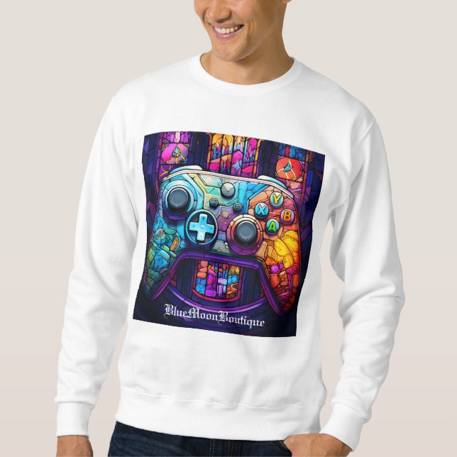 Stained Glass Gaming Lång Ärmad Tröja (Framsida)