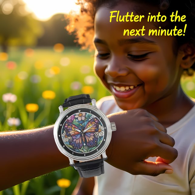 Stained Glass Garden" - Butterfly & Floral  Armbandsur (Skapare uppladdad)