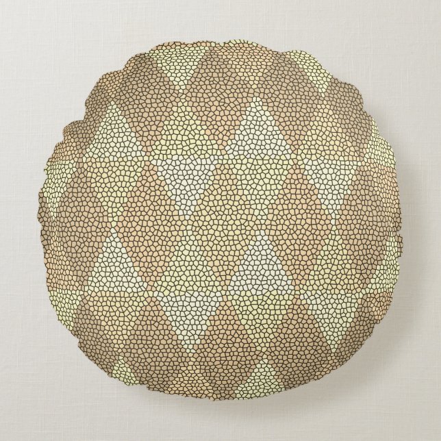 Stained Glass Gold Diamond Pattern Rund Kudde (Framsidan)
