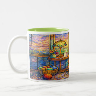 Stained Glass Grandma Mug Knitting, Cat & Cozy  Två-Tonad Mugg
