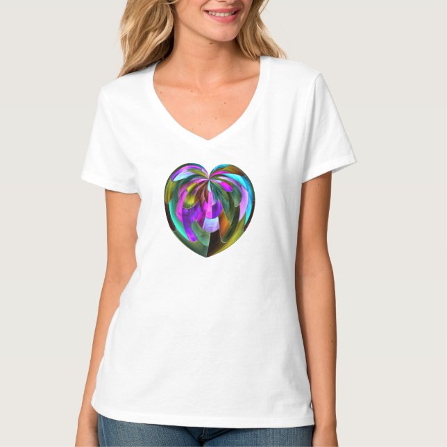 Stained Glass Heart Tshirt T Shirt (Framsida)