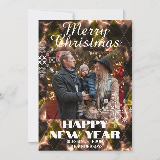 Stained Glass Misty Foto Grön Brun Julkort (Framsida)