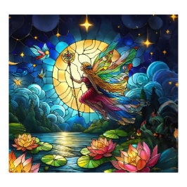 Stained Glass Moonlight Flight Fairy  Fototryck