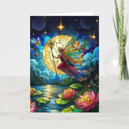 Stained Glass Moonlight Flight Fairy  Kort