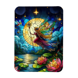 Stained Glass Moonlight Flight Fairy  Magnet