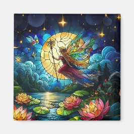 Stained Glass Moonlight Flight Fairy  Magnet