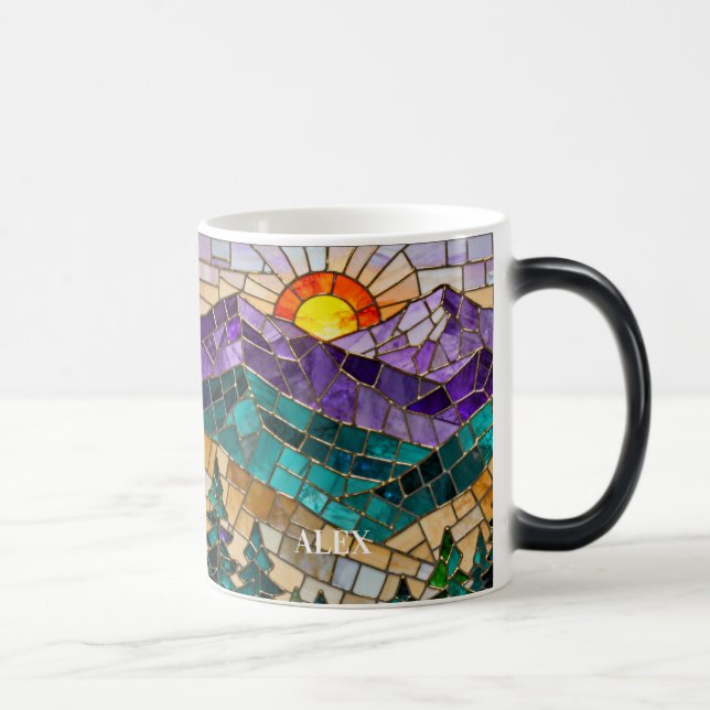 Stained Glass Mountain Sunrise Mug  Magisk Mugg (Höger)