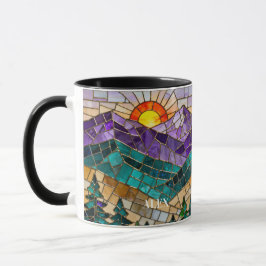 Stained Glass Mountain Sunrise Mug  Mugg
